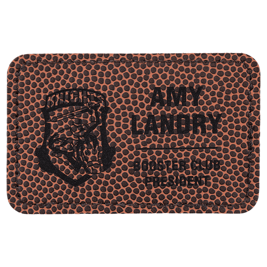 Football 3" x 2" Laserable Leatherette Rectangle Patch with Kota Pro Adhesive