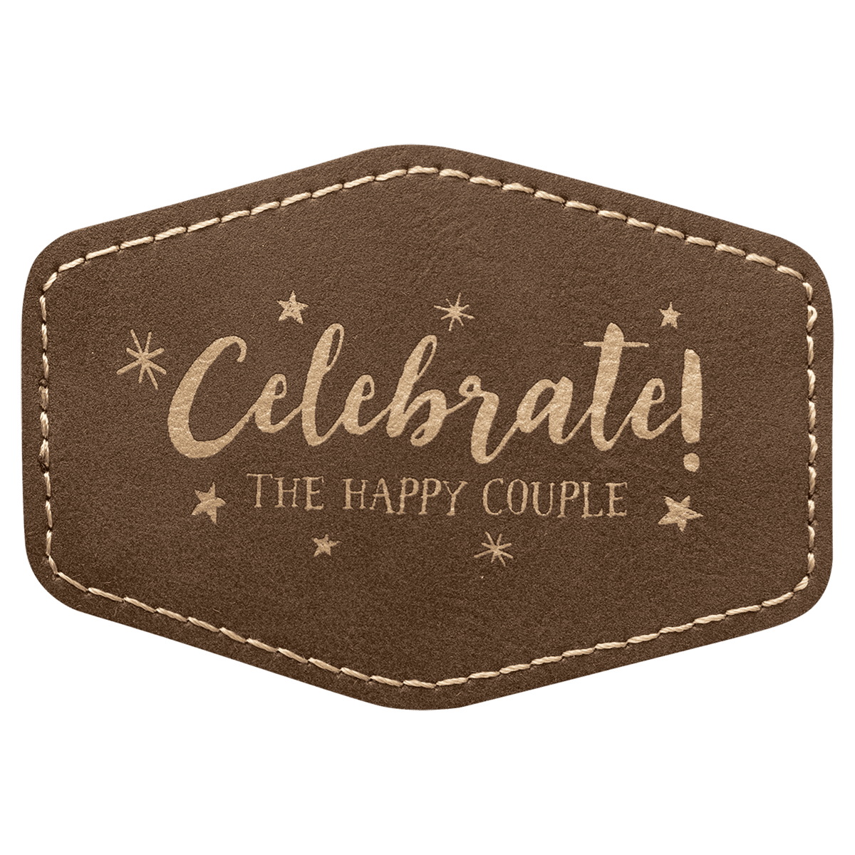 Rustic/Gold 3 1/2" x 2 1/2" Hex Laserable Leatherette Patch with Adhesive