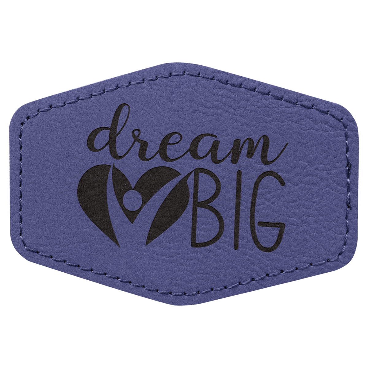 Purple 3 1/2" x 2 1/2" Hex Laserable Leatherette Patch with Adhesive