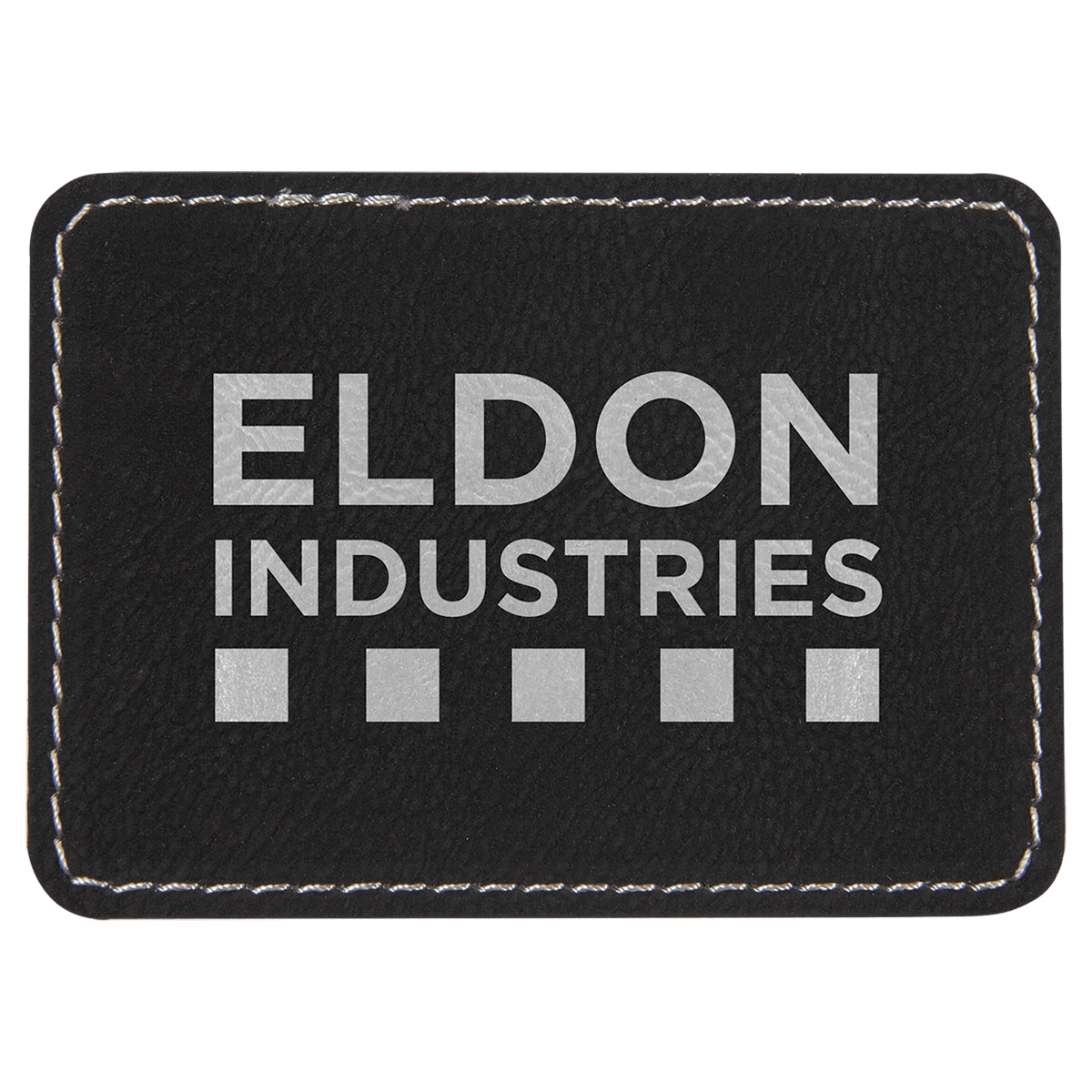 Black/Silver 3 1/2" x 2 1/2" Laserable Leatherette Rectangle Patch with Kota Pro Adhesive