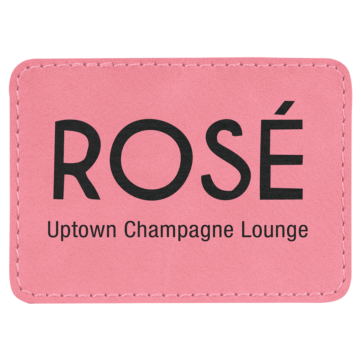 Pink 3 1/2" x 2 1/2" Laserable Leatherette Rectangle Patch with Kota Pro Adhesive