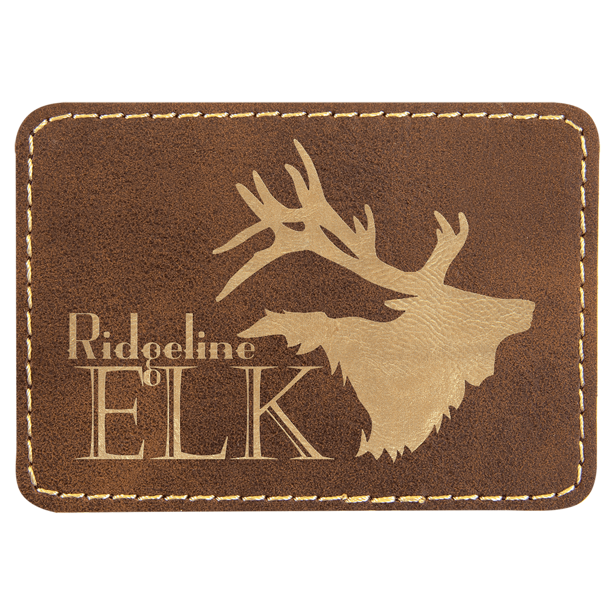 Rustic/Gold 3 1/2" x 2 1/2" Laserable Leatherette Rectangle Patch with Kota Pro Adhesive