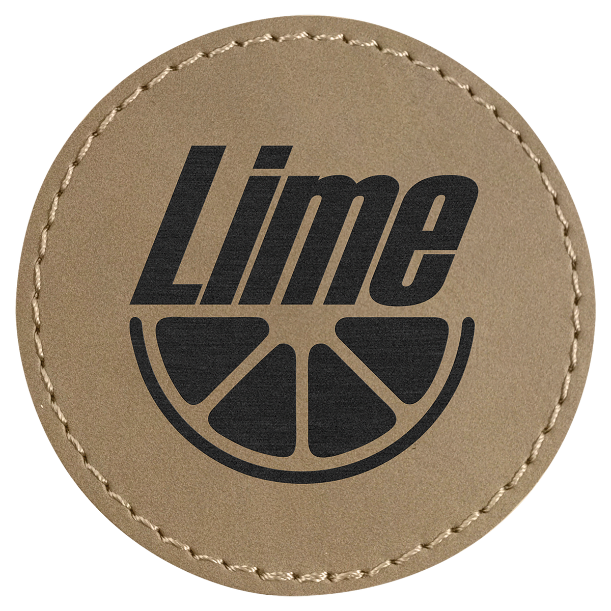 Light Brown 2 1/2" Round Laserable Leatherette Patch with Adhesive