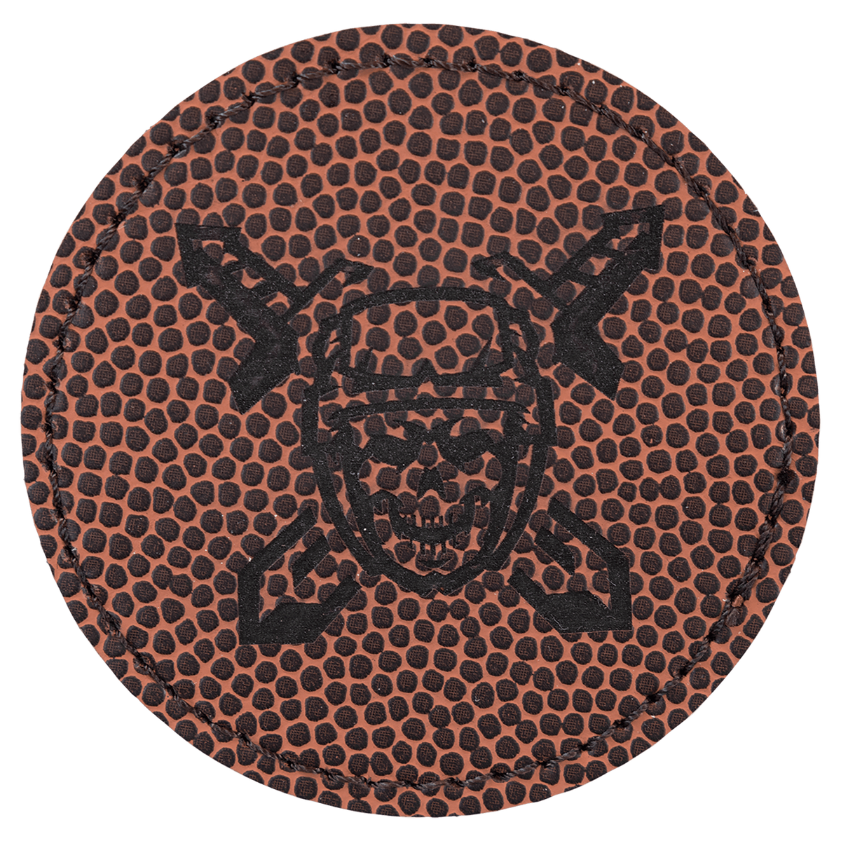 Football 2 1/2" Round Laserable Leatherette Patch with Adhesive