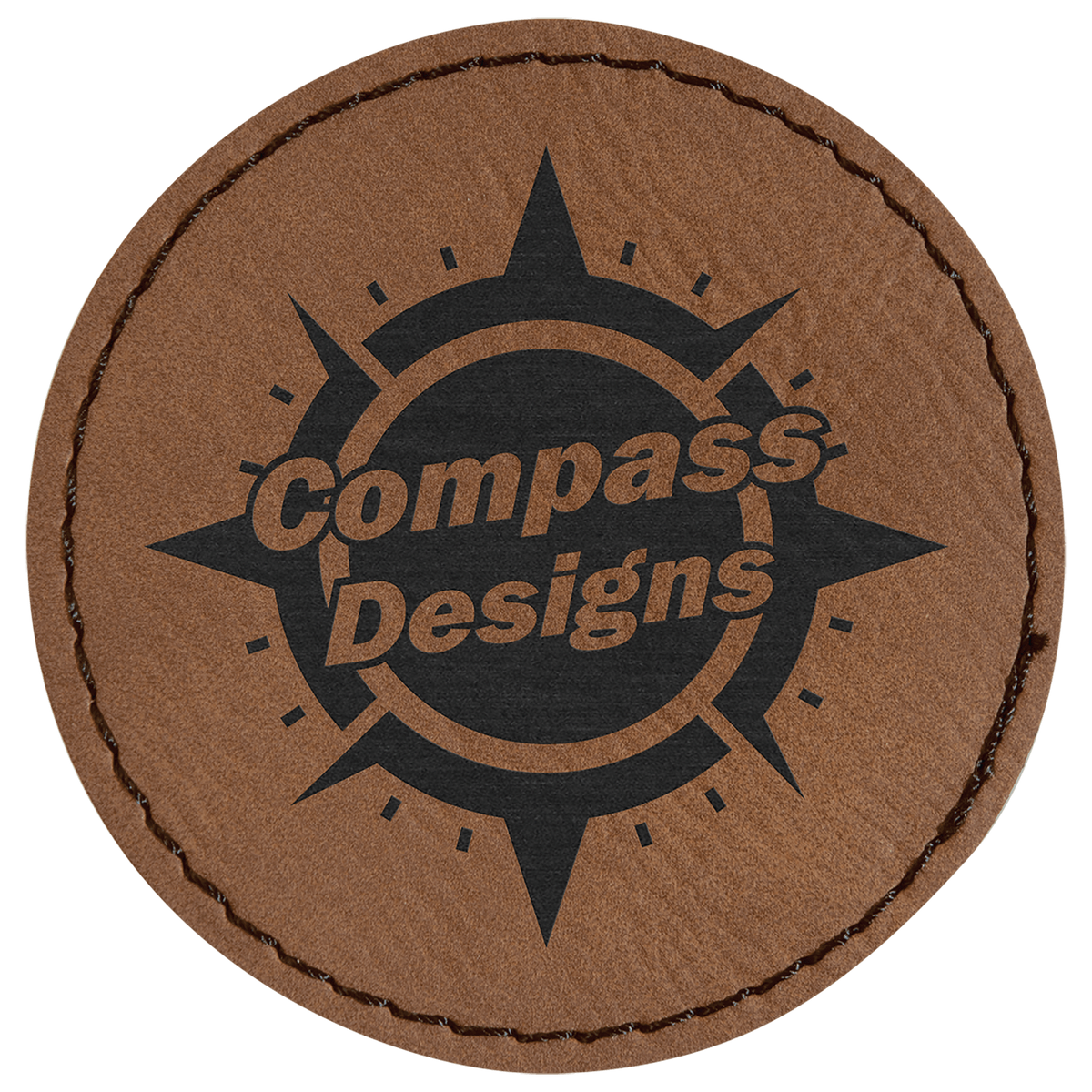 Dark Brown 2 1/2" Laserable Leatherette Round Patch with Kota Pro Adhesive