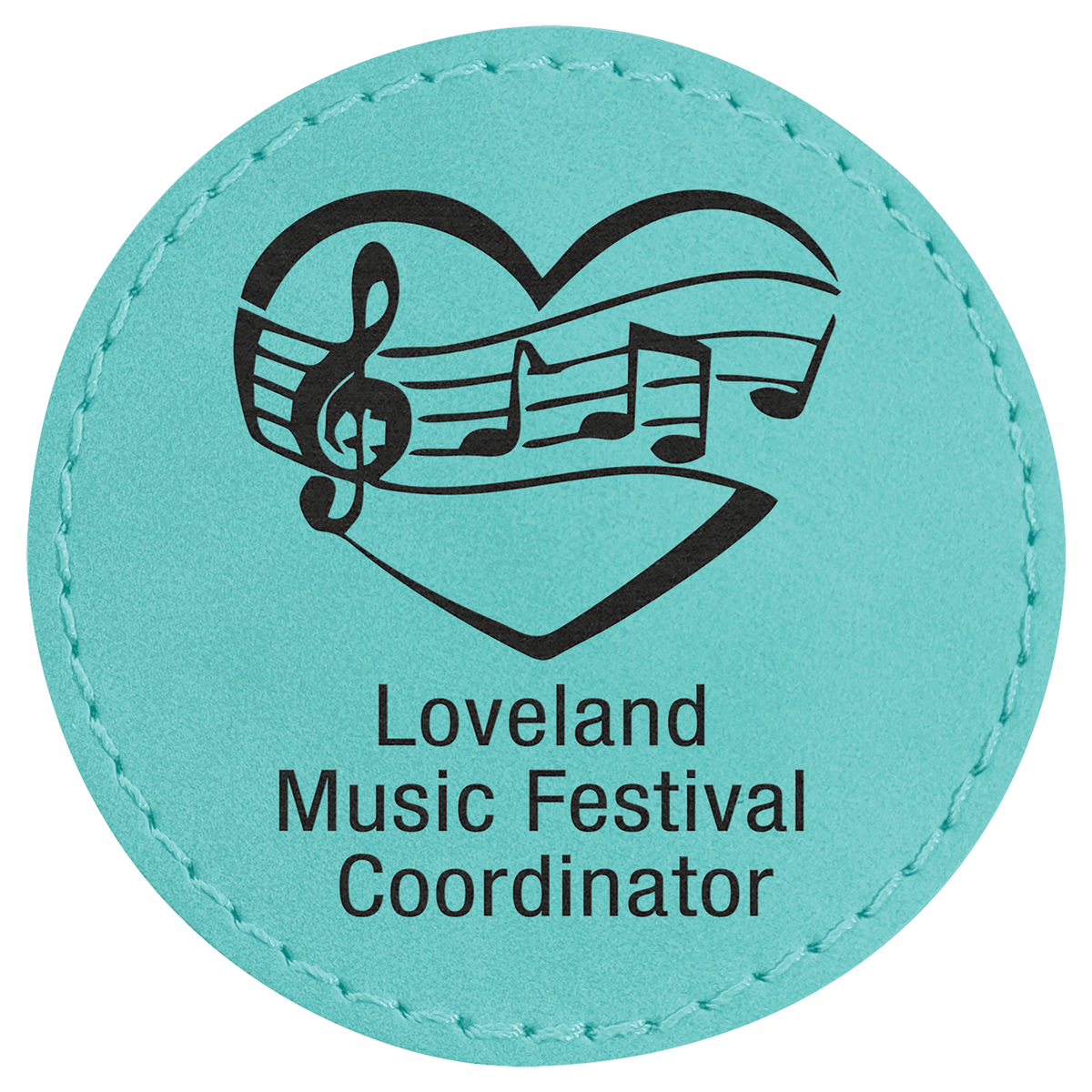 Teal 2 1/2" Laserable Leatherette Round Patch with Kota Pro Adhesive