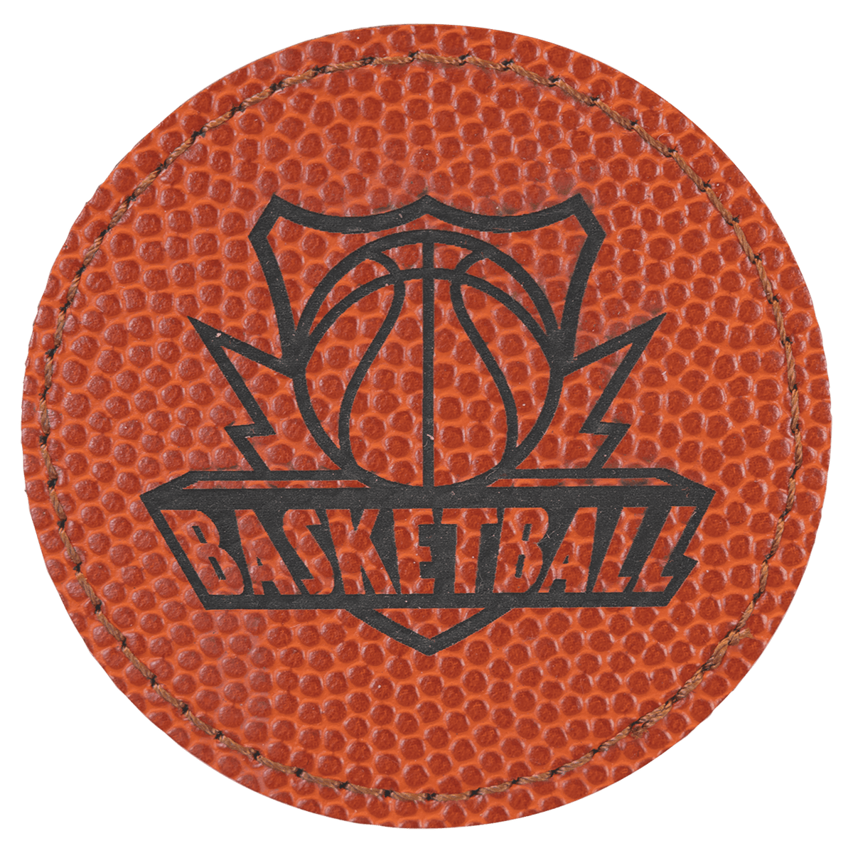 Basketball 2 1/2" Laserable Leatherette Round Patch with Kota Pro Adhesive