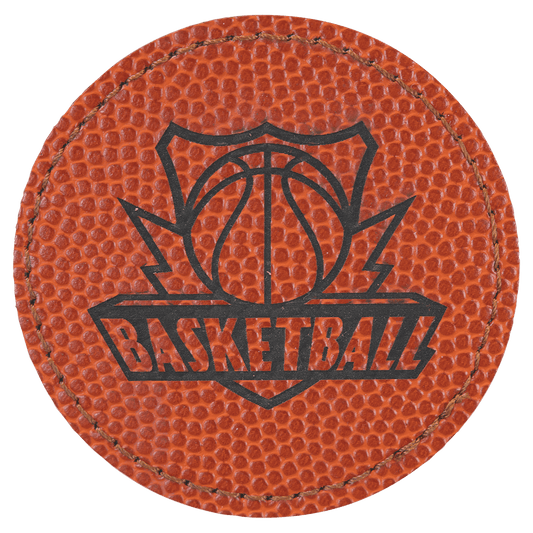 Basketball 2 1/2" Laserable Leatherette Round Patch with Kota Pro Adhesive