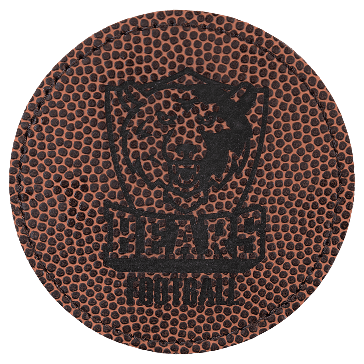 Football 3" Round Laserable Leatherette Patch with Adhesive