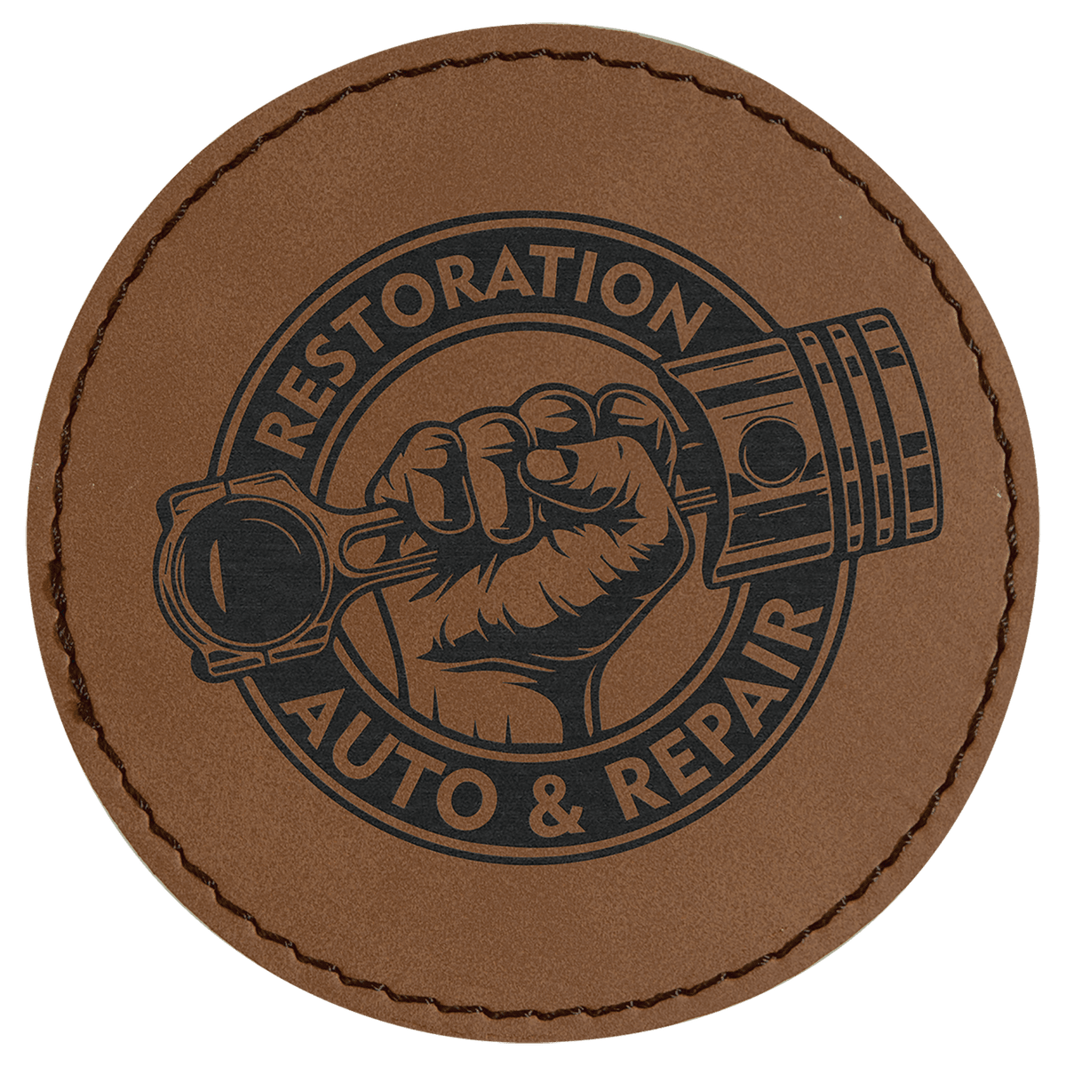 Dark Brown 3" Laserable Leatherette Round Patch with Adhesive
