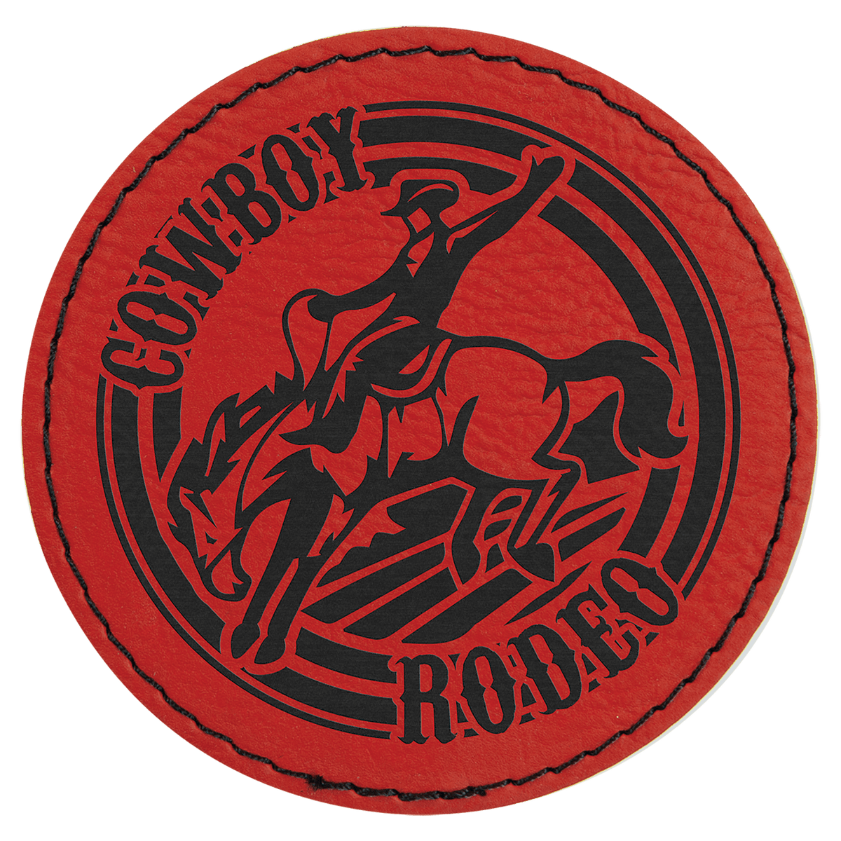 Red 3" Laserable Leatherette Round Patch with Adhesive