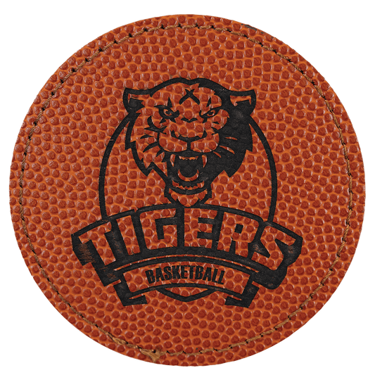 Basketball 3" Laserable Leatherette Round Patch with Kota Pro Adhesive