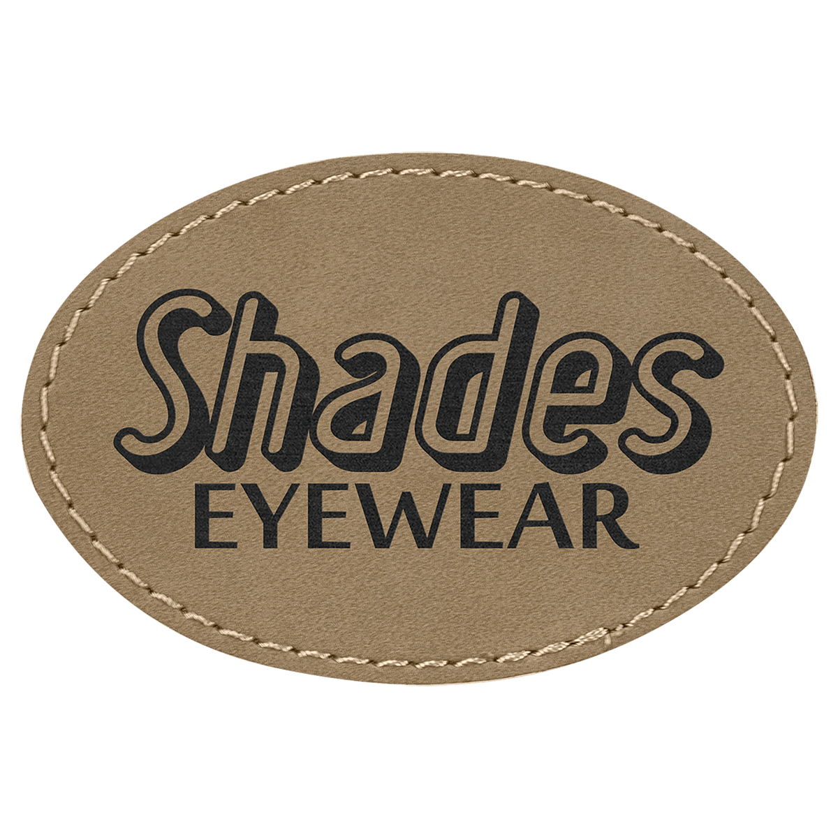 Light Brown 3" x 2" Oval Laserable Leatherette Patch with Adhesive