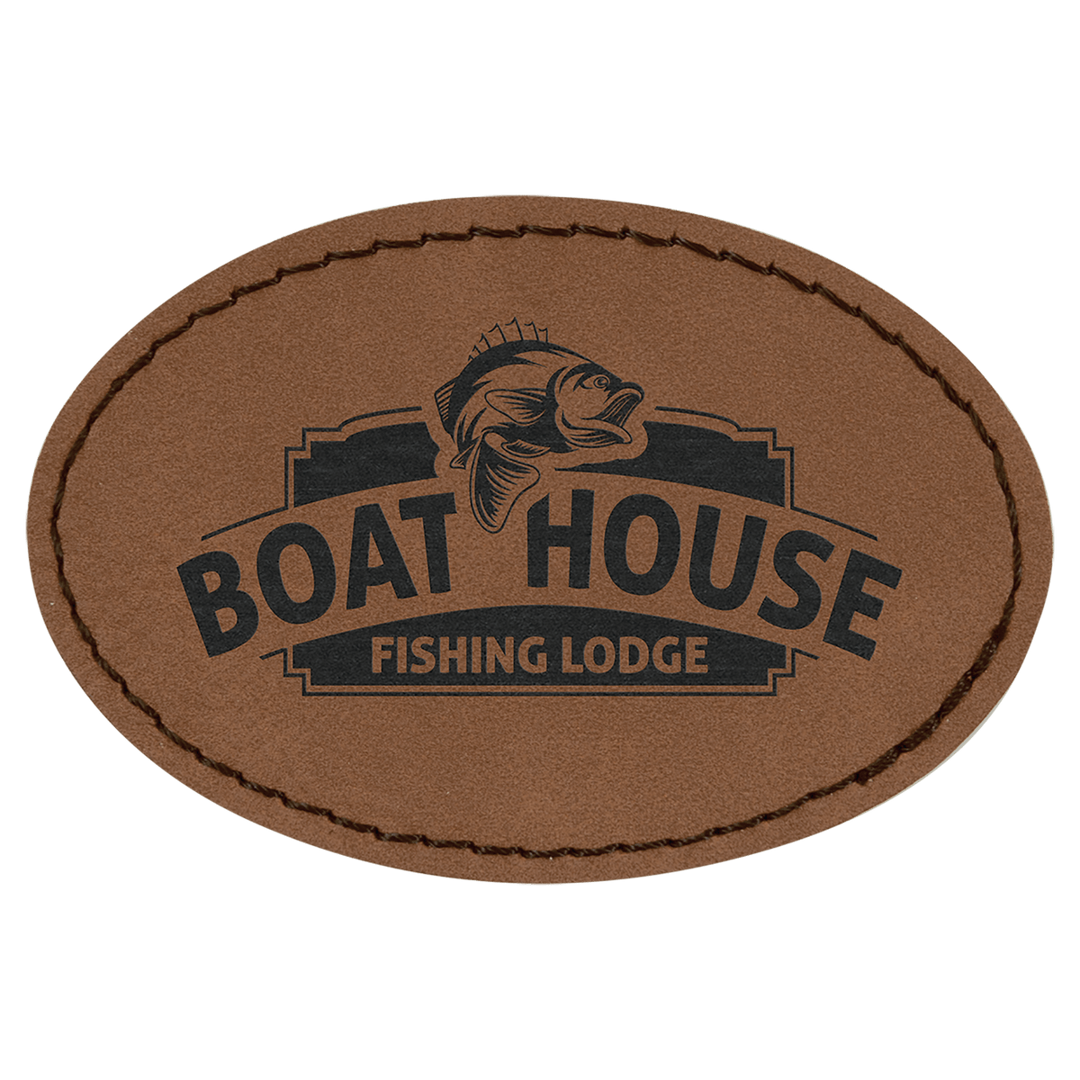 Dark Brown 3" x 2" Oval Laserable Leatherette Patch with Adhesive