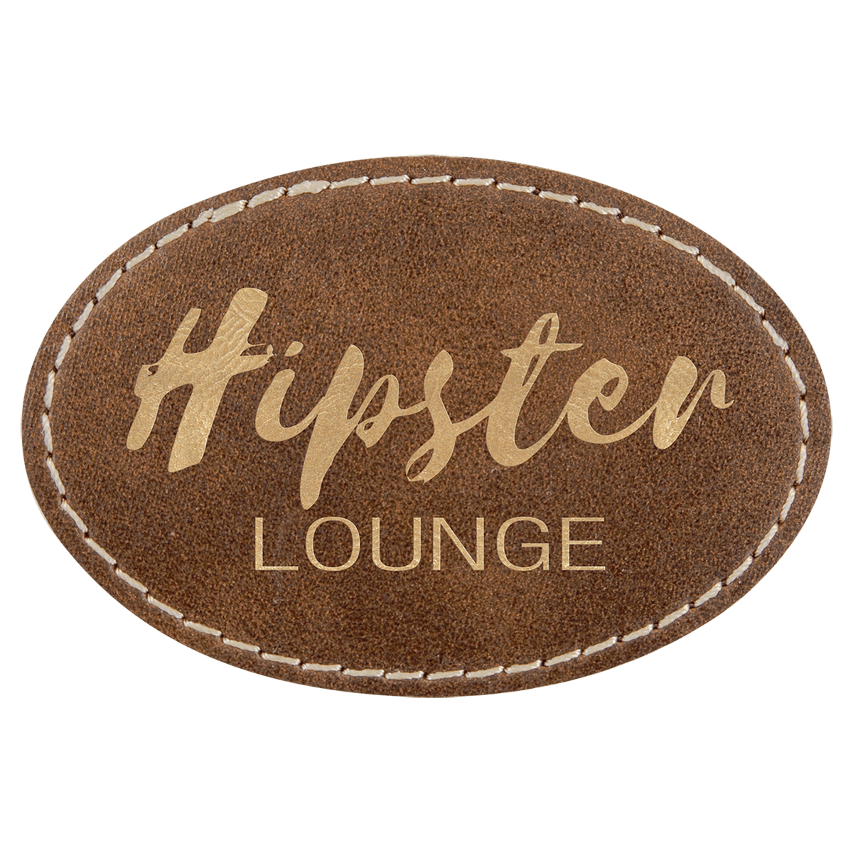 Rustic/Gold 3" x 2" Oval Laserable Leatherette Patch with Adhesive