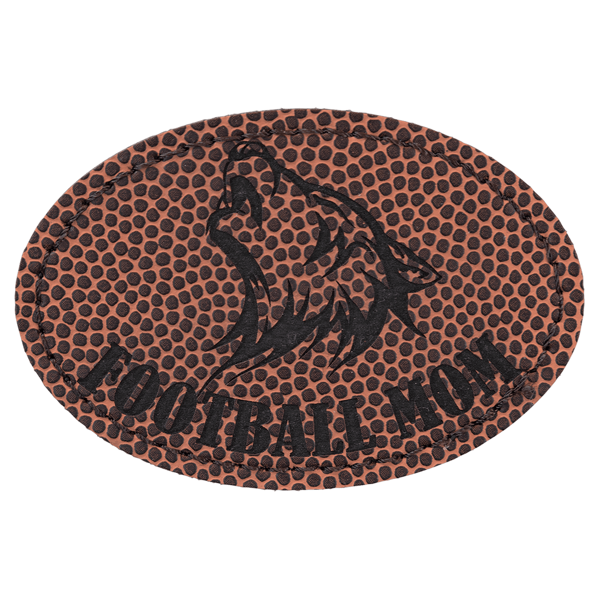 Football 3" x 2" Oval Laserable Leatherette Patch with Adhesive