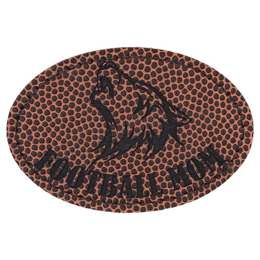 Football 3" x 2" Oval Laserable Leatherette Patch with Adhesive