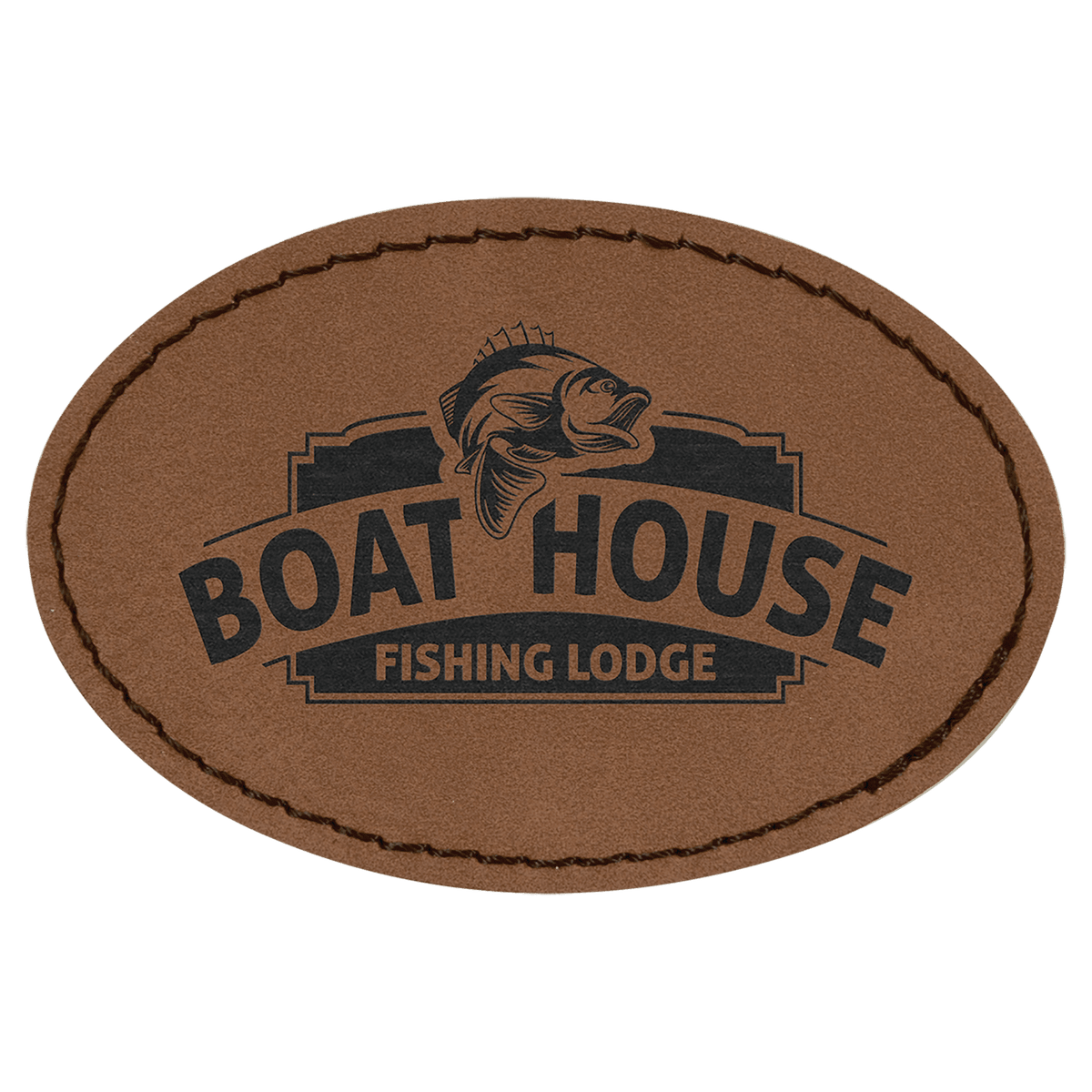 Dark Brown 3" x 2" Laserable Leatherette Oval Patch with Kota Pro Adhesive
