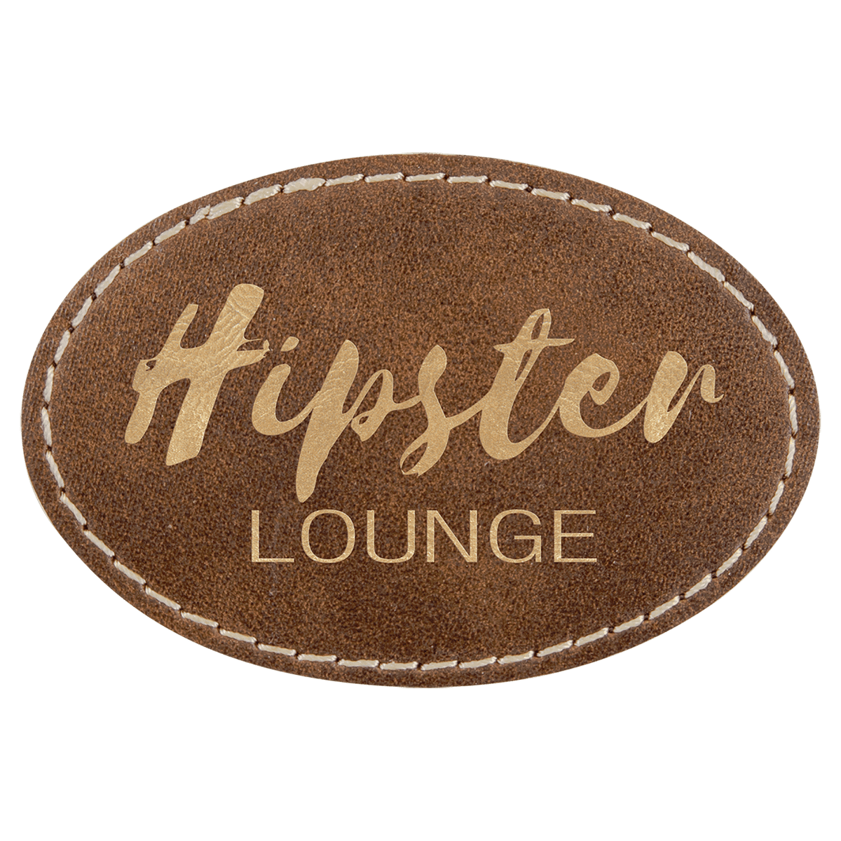 Rustic/Gold 3" x 2" Laserable Leatherette Oval Patch with Kota Pro Adhesive