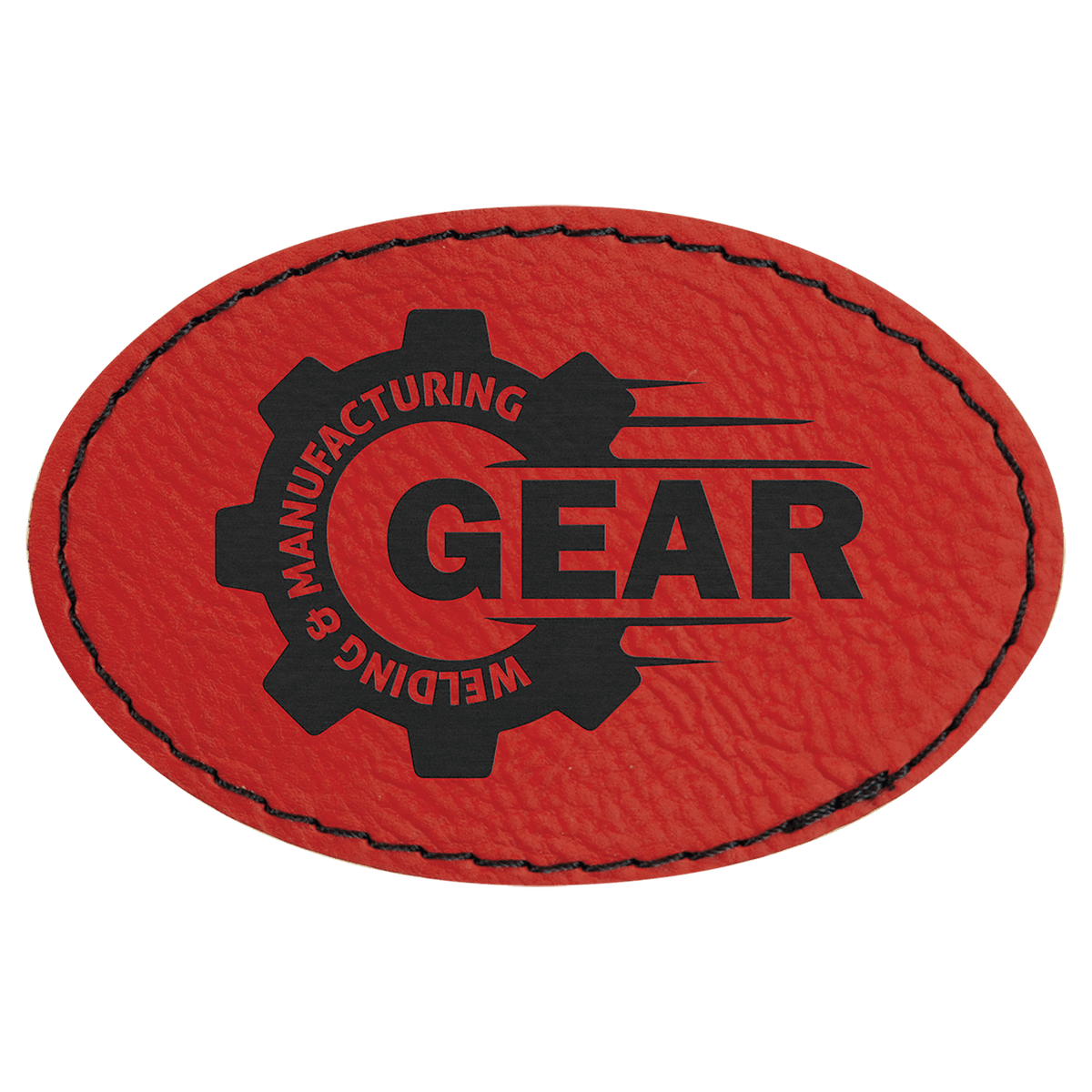 Red 3" x 2" Laserable Leatherette Oval Patch with Kota Pro Adhesive
