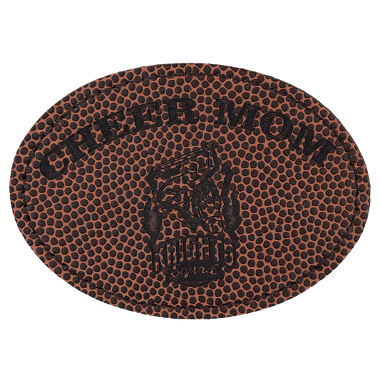 Football 3 1/2" x 2 1/2" Laserable Leatherette Oval Patch with Adhesive