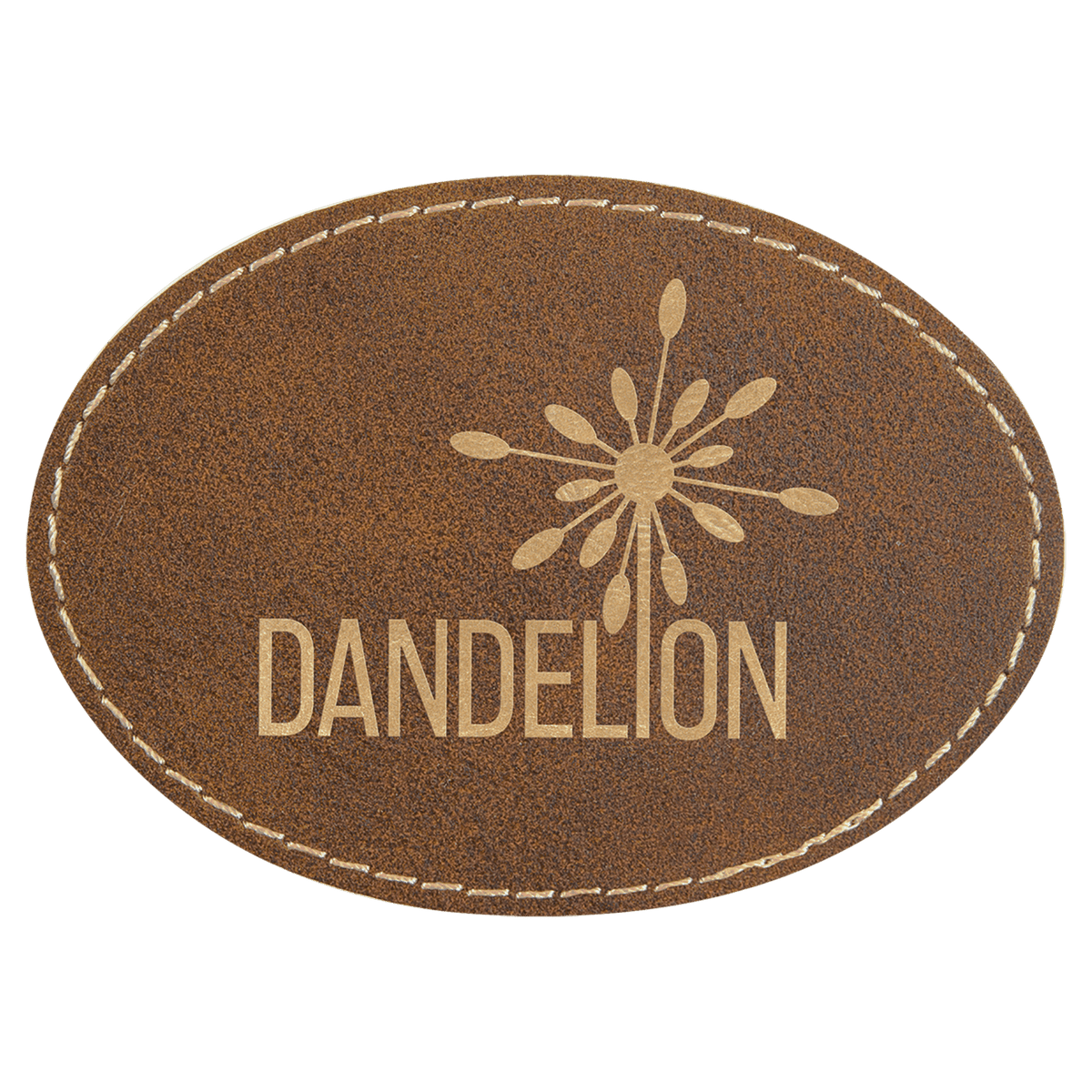 Rustic/Gold 3 1/2" x 2 1/2" Laserable Leatherette Oval Patch with Kota Pro Adhesive
