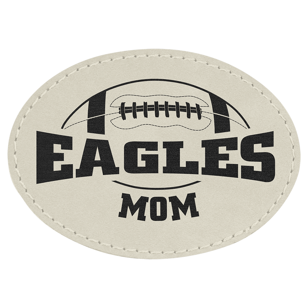 White 3 1/2" x 2 1/2" Laserable Leatherette Oval Patch with Kota Pro Adhesive