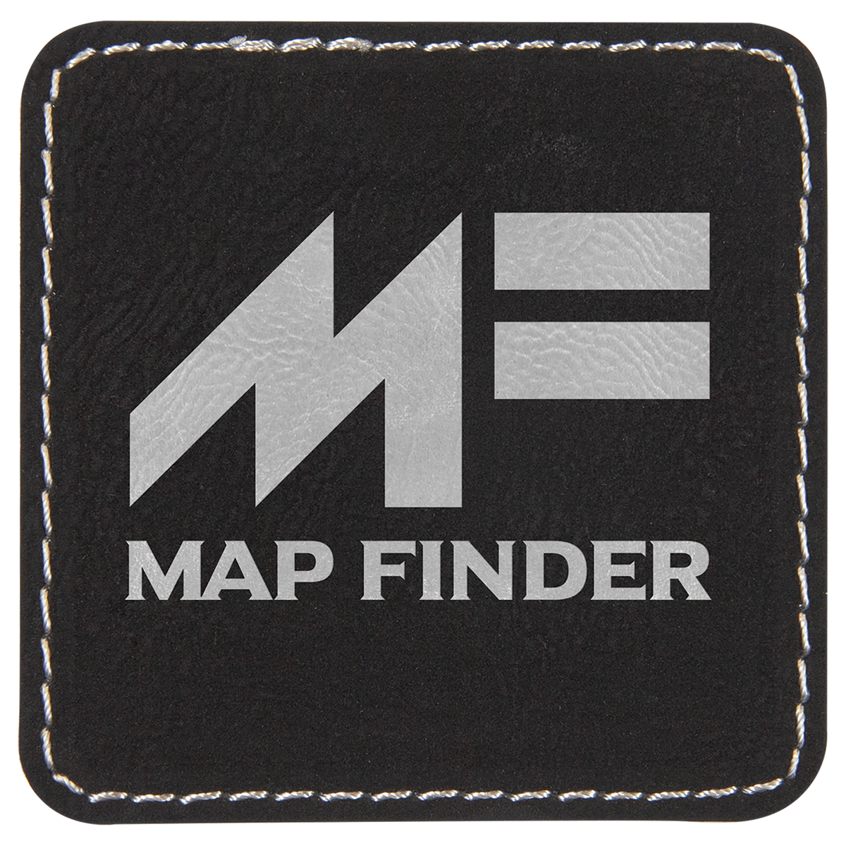 Black/Silver 2 1/2" x 2 1/2" Square Laserable Leatherette Patch with Adhesive
