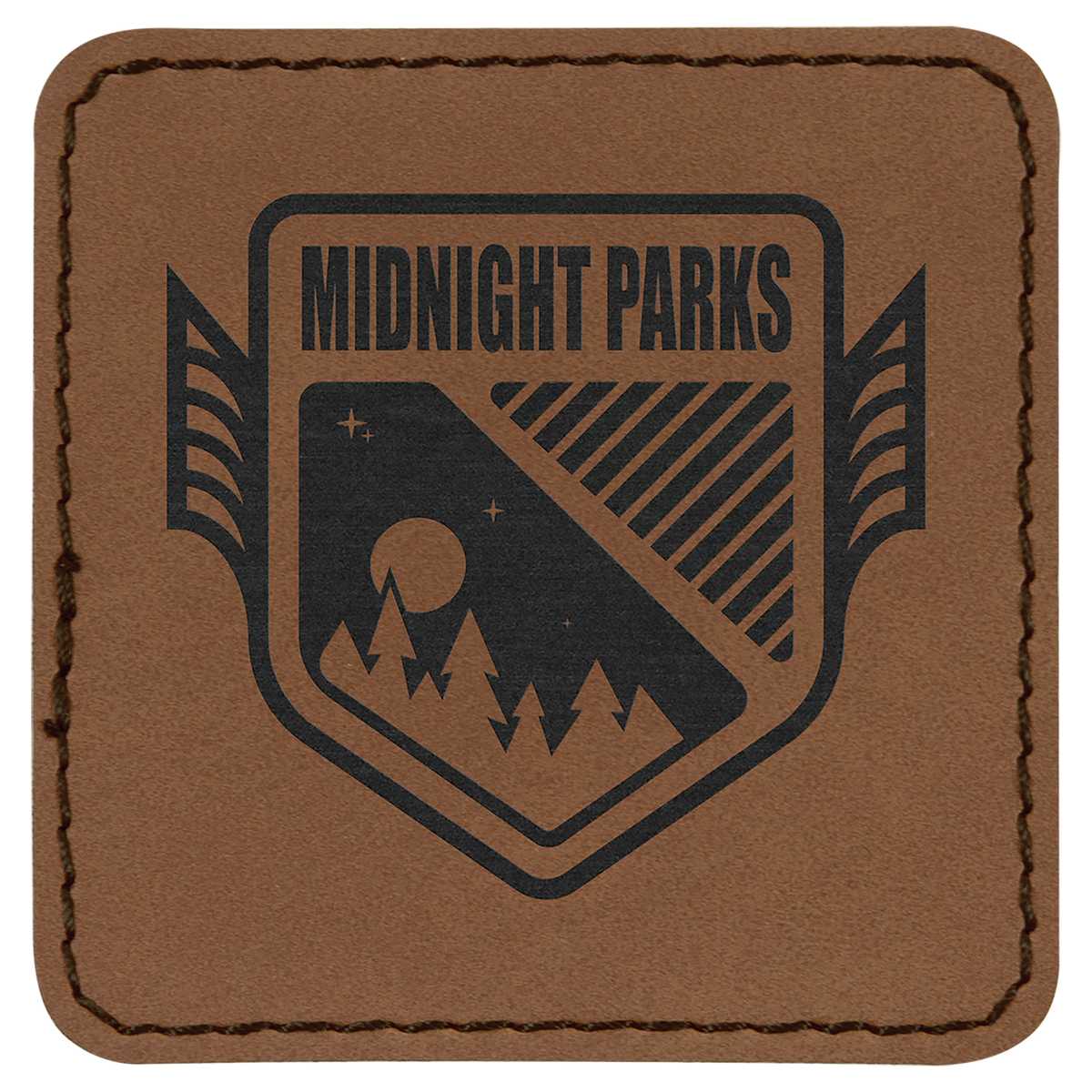 Dark Brown 2 1/2" x 2 1/2" Square Laserable Leatherette Patch with Adhesive