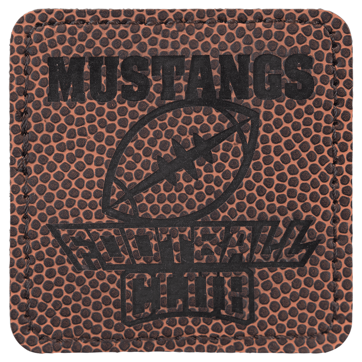 Football 2 1/2" x 2 1/2" Square Laserable Leatherette Patch with Adhesive