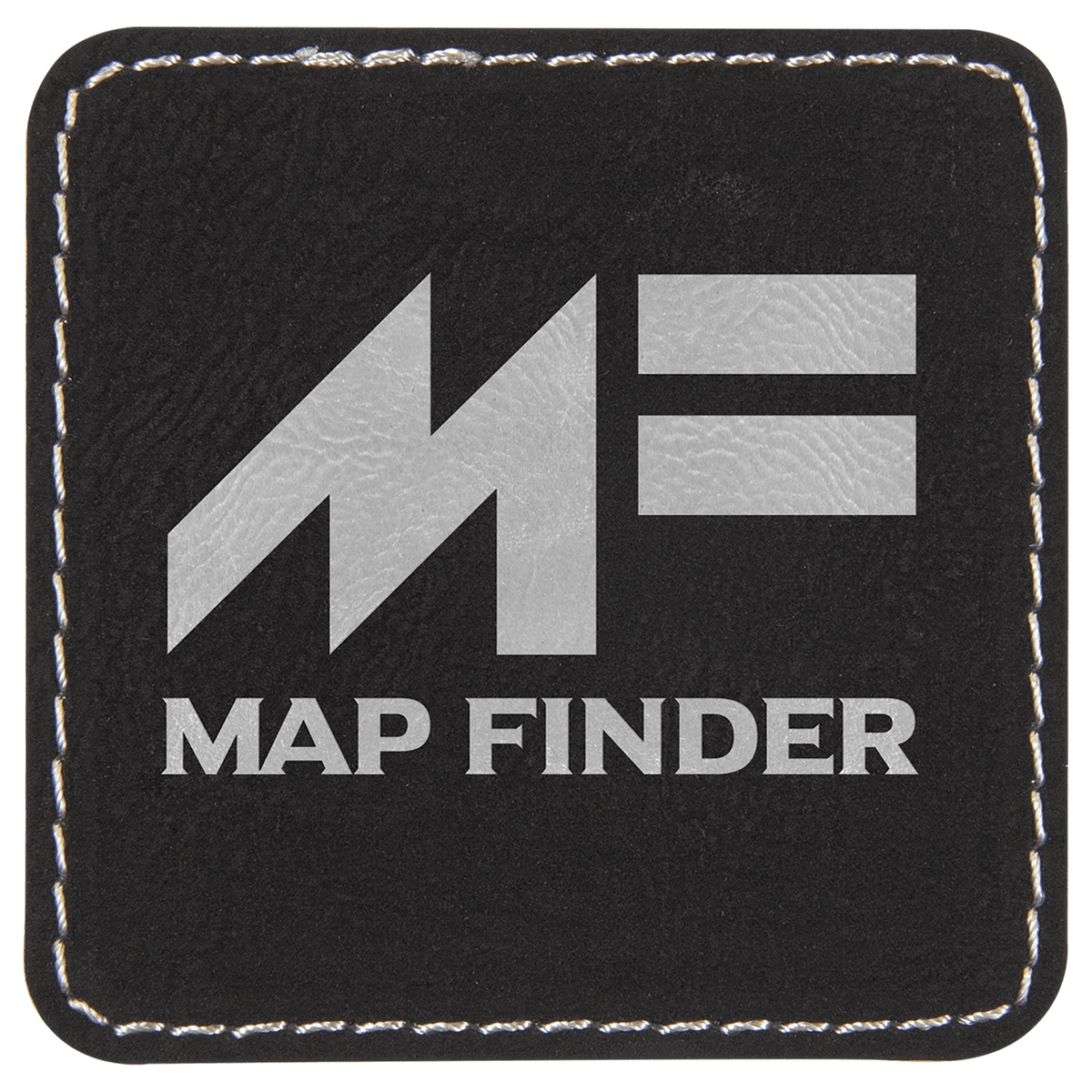 Black/Silver 2 1/2" x 2 1/2" Laserable Leatherette Square Patch with Kota Pro Adhesive
