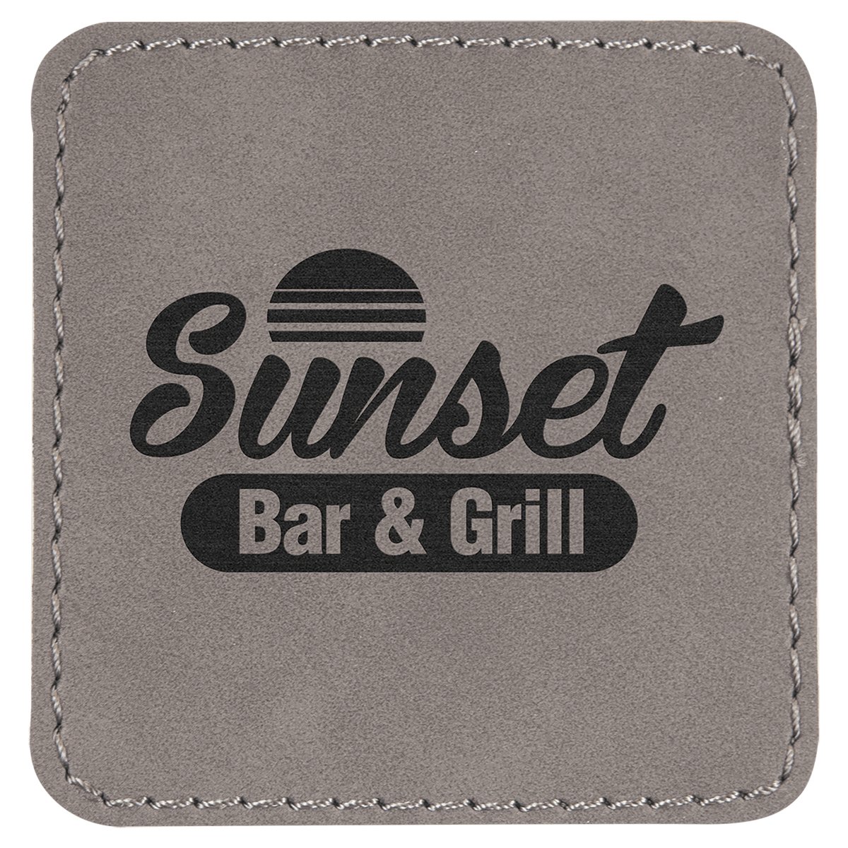 Gray 2 1/2" x 2 1/2" Laserable Leatherette Square Patch with Kota Pro Adhesive