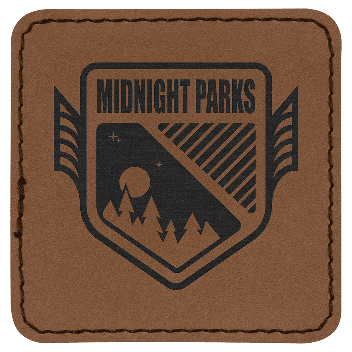 Dark Brown 2 1/2" x 2 1/2" Laserable Leatherette Square Patch with Kota Pro Adhesive