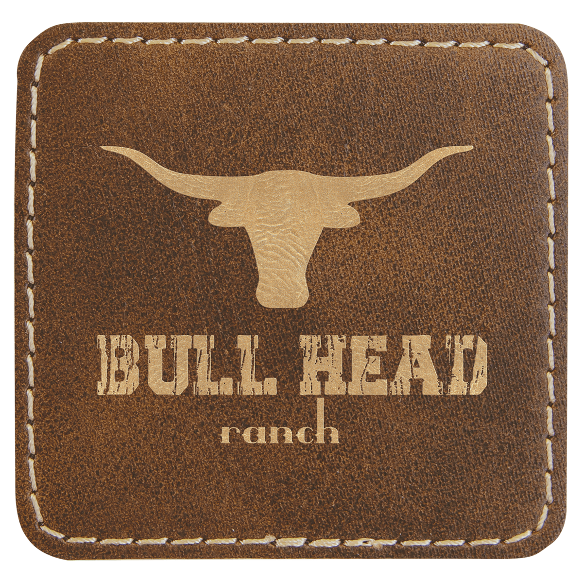 Rustic/Gold 2 1/2" x 2 1/2" Laserable Leatherette Square Patch with Kota Pro Adhesive