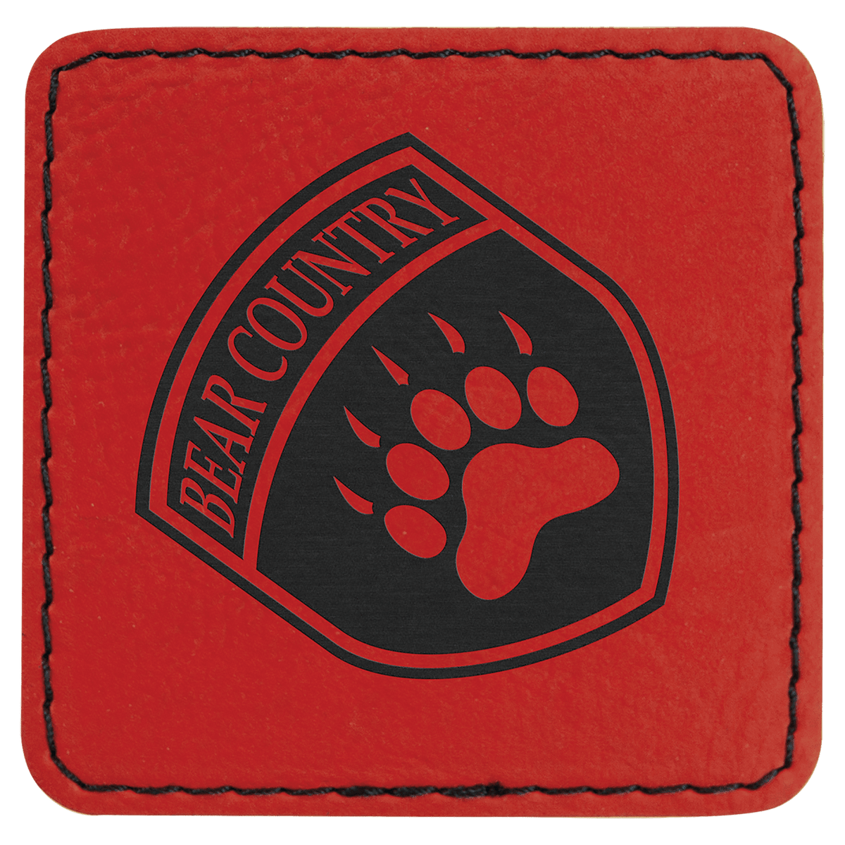 Red 2 1/2" x 2 1/2" Laserable Leatherette Square Patch with Kota Pro Adhesive