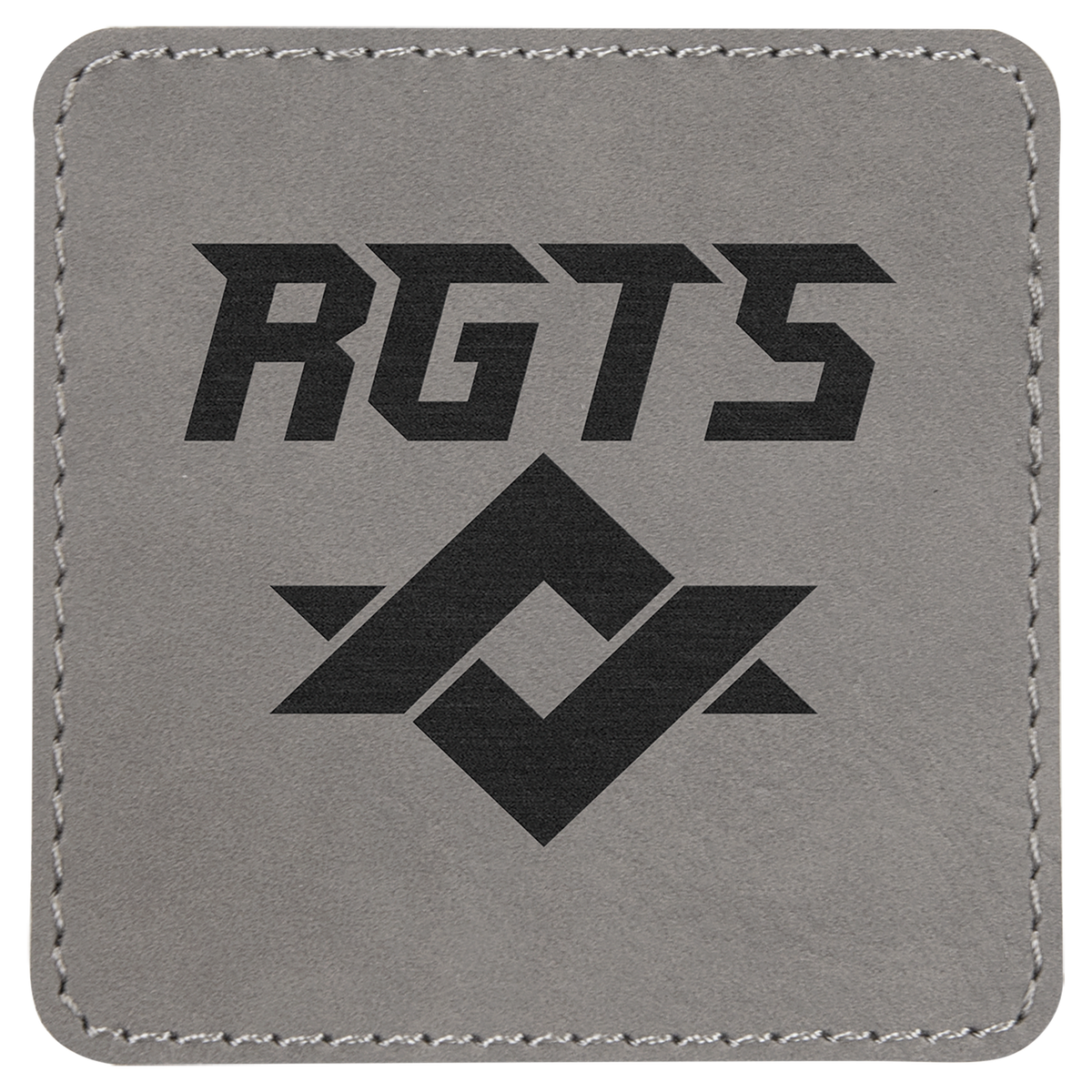 Gray 3" x 3" Square Laserable Leatherette Patch with Adhesive