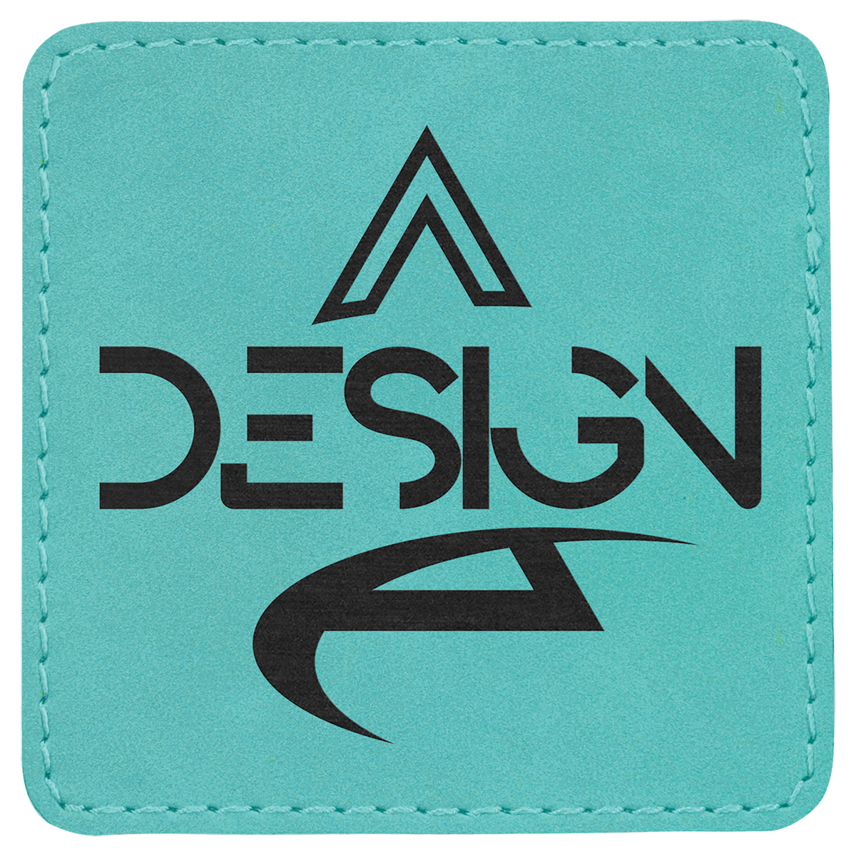 Teal 3" x 3" Square Laserable Leatherette Patch with Adhesive