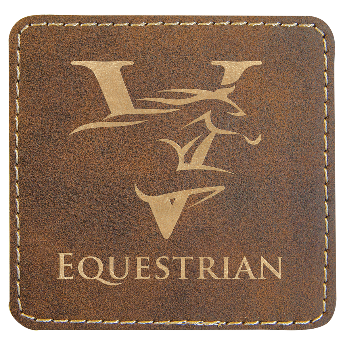 Rustic/Gold 3" x 3" Square Laserable Leatherette Patch with Adhesive
