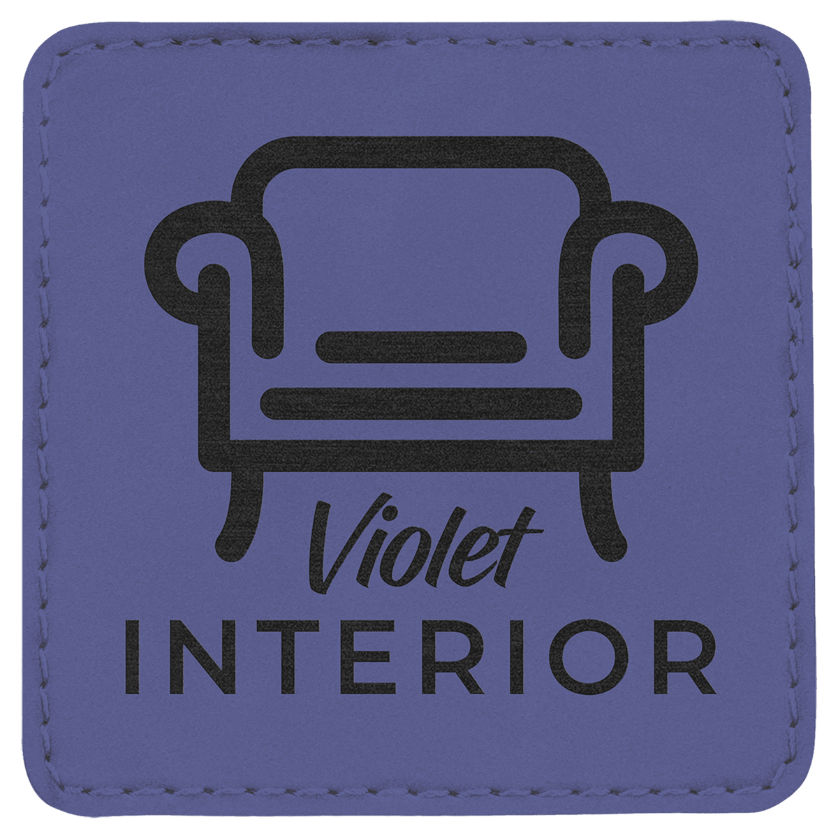 Purple 3" x 3" Square Laserable Leatherette Patch with Adhesive