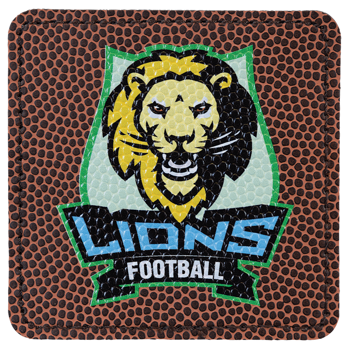 Football 3" x 3" Square Laserable Leatherette Patch with Adhesive