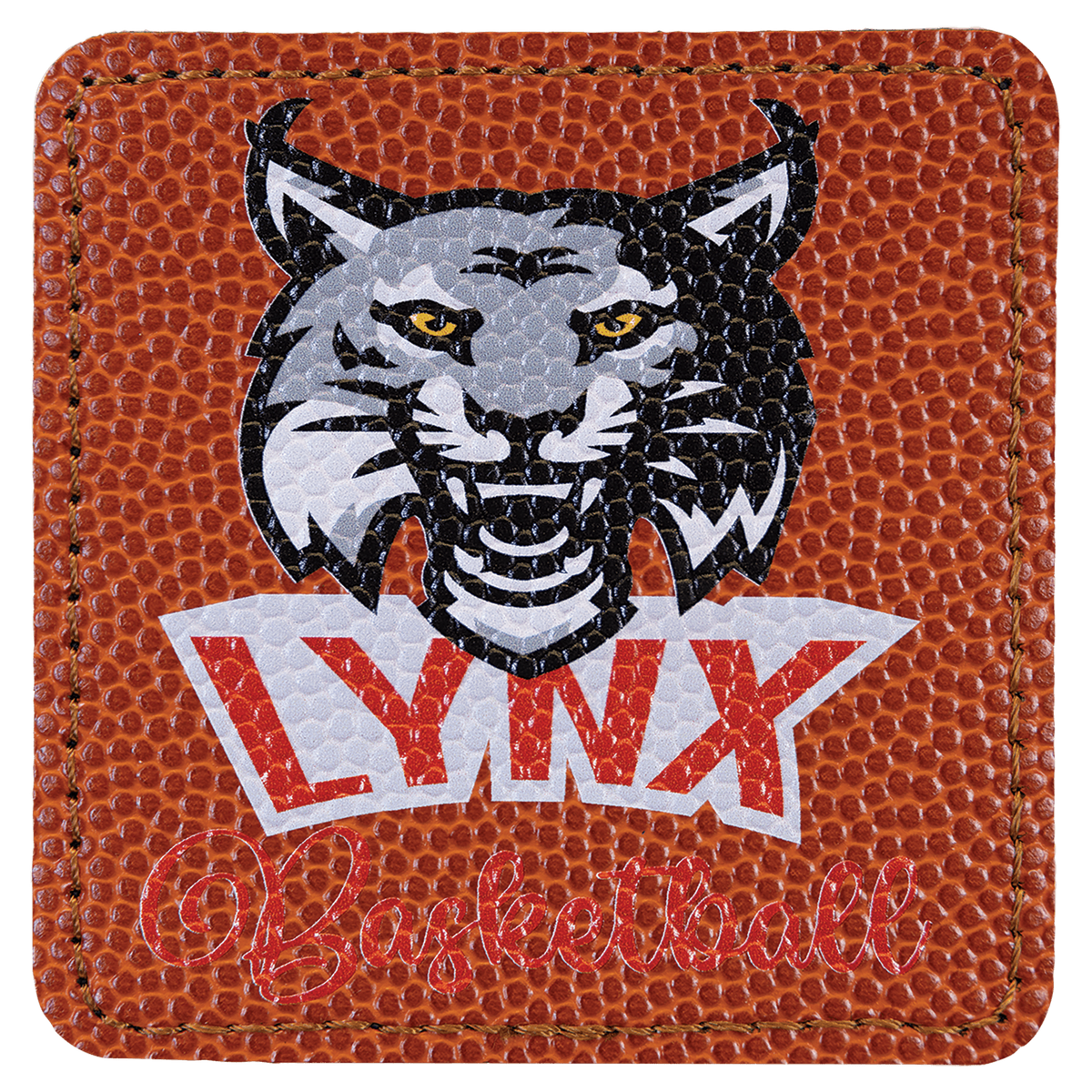 Basketball 3" x 3" Laserable Leatherette Square Patch with Kota Pro Adhesive
