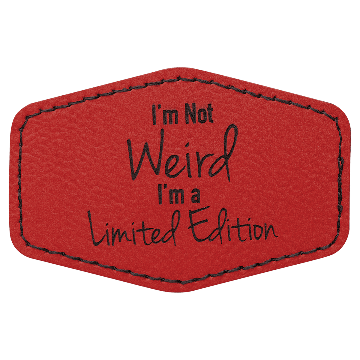 Red 3" x 2" Laserable Leatherette Hex Patch with Kota Pro Adhesive