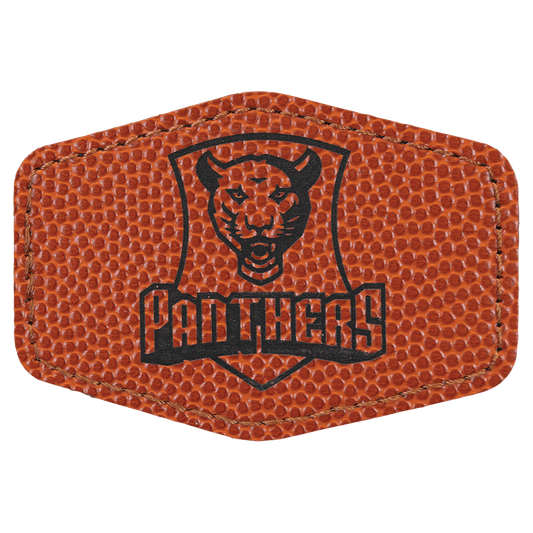 Basketball 3" x 2" Laserable Leatherette Hex Patch with Kota Pro Adhesive