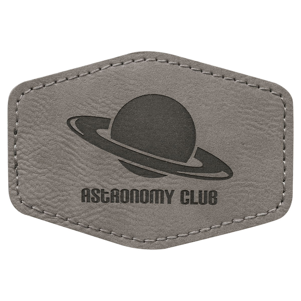 Gray 3 1/2" x 2 1/2" Laserable Leatherette Hex Patch with Kota Pro Adhesive
