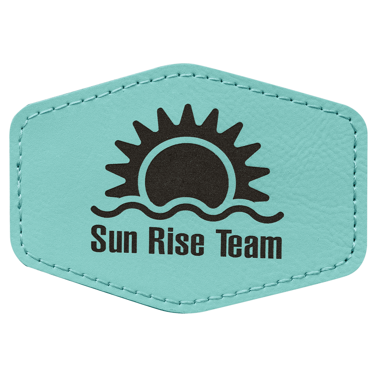 Teal 3 1/2" x 2 1/2" Laserable Leatherette Hex Patch with Kota Pro Adhesive