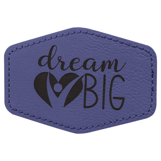 Purple 3 1/2" x 2 1/2" Laserable Leatherette Hex Patch with Kota Pro Adhesive