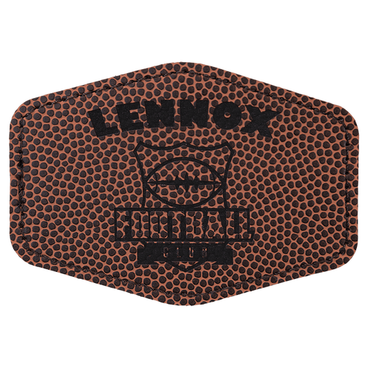 Football 3 1/2" x 2 1/2" Laserable Leatherette Hex Patch with Kota Pro Adhesive