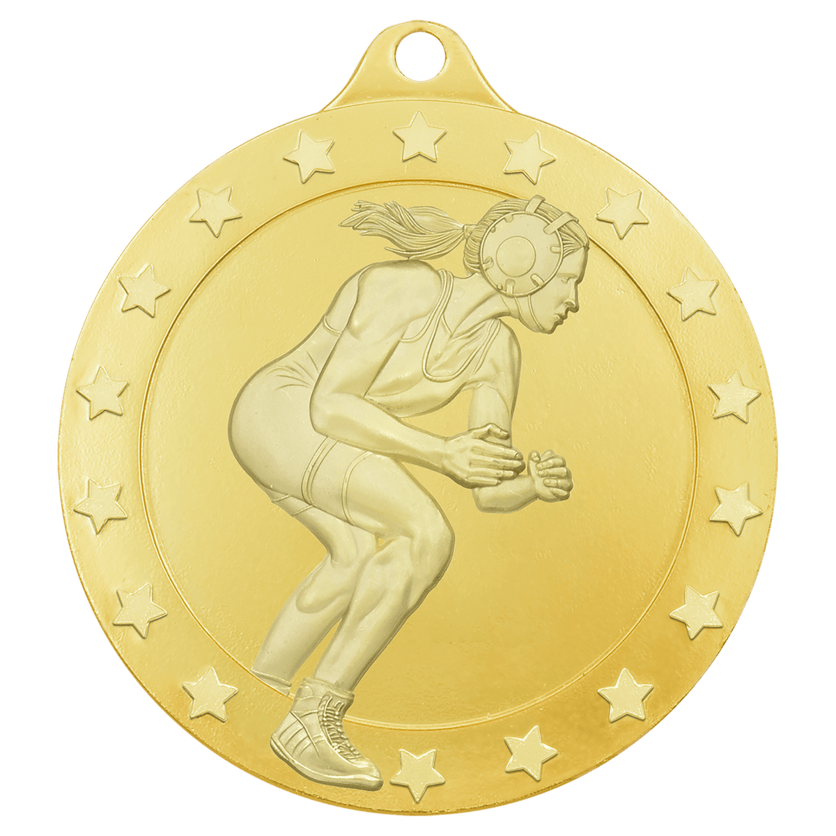 2 3/4" Radiance Female Wrestling Medal - Gold