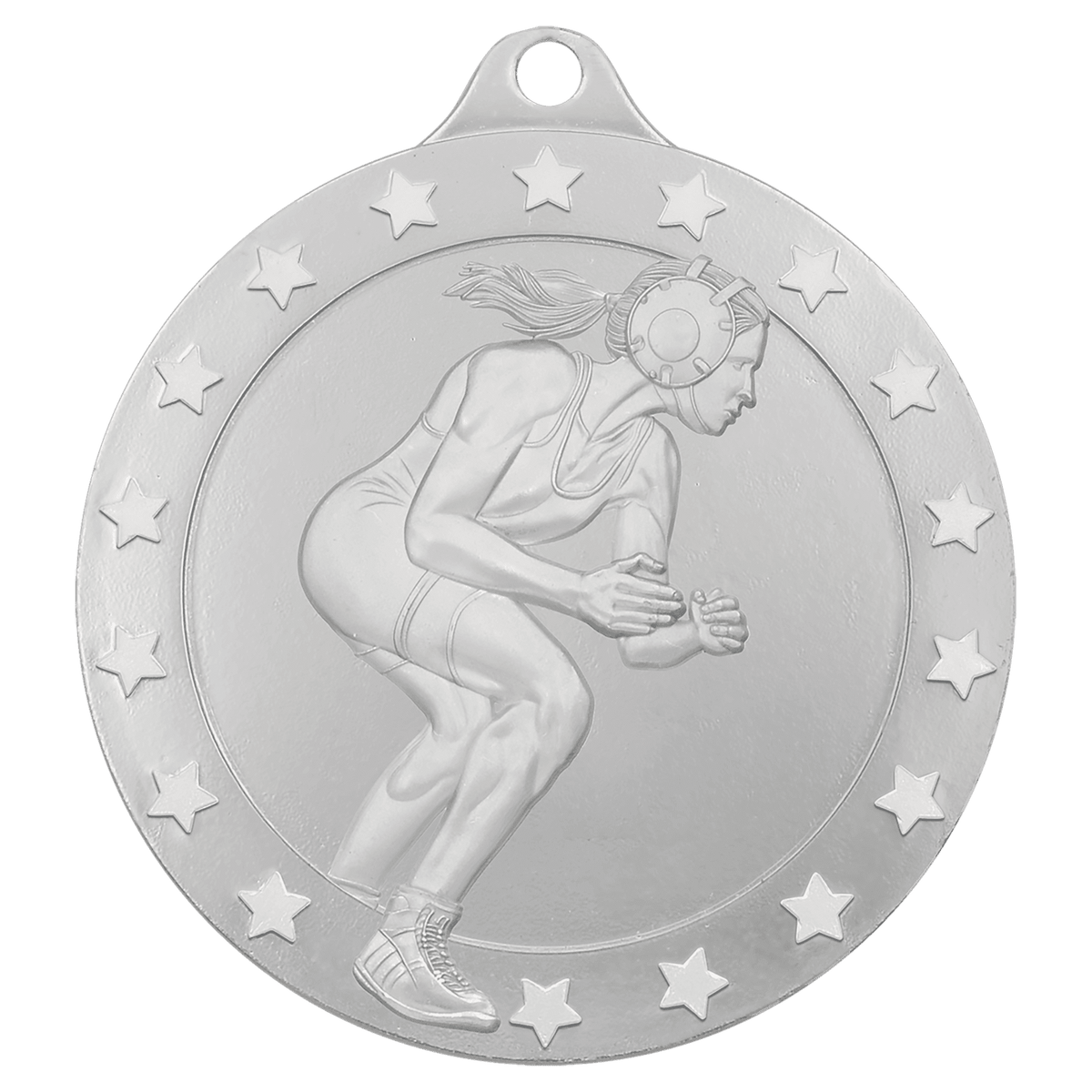 2 3/4" Radiance Female Wrestling Medal - Silver