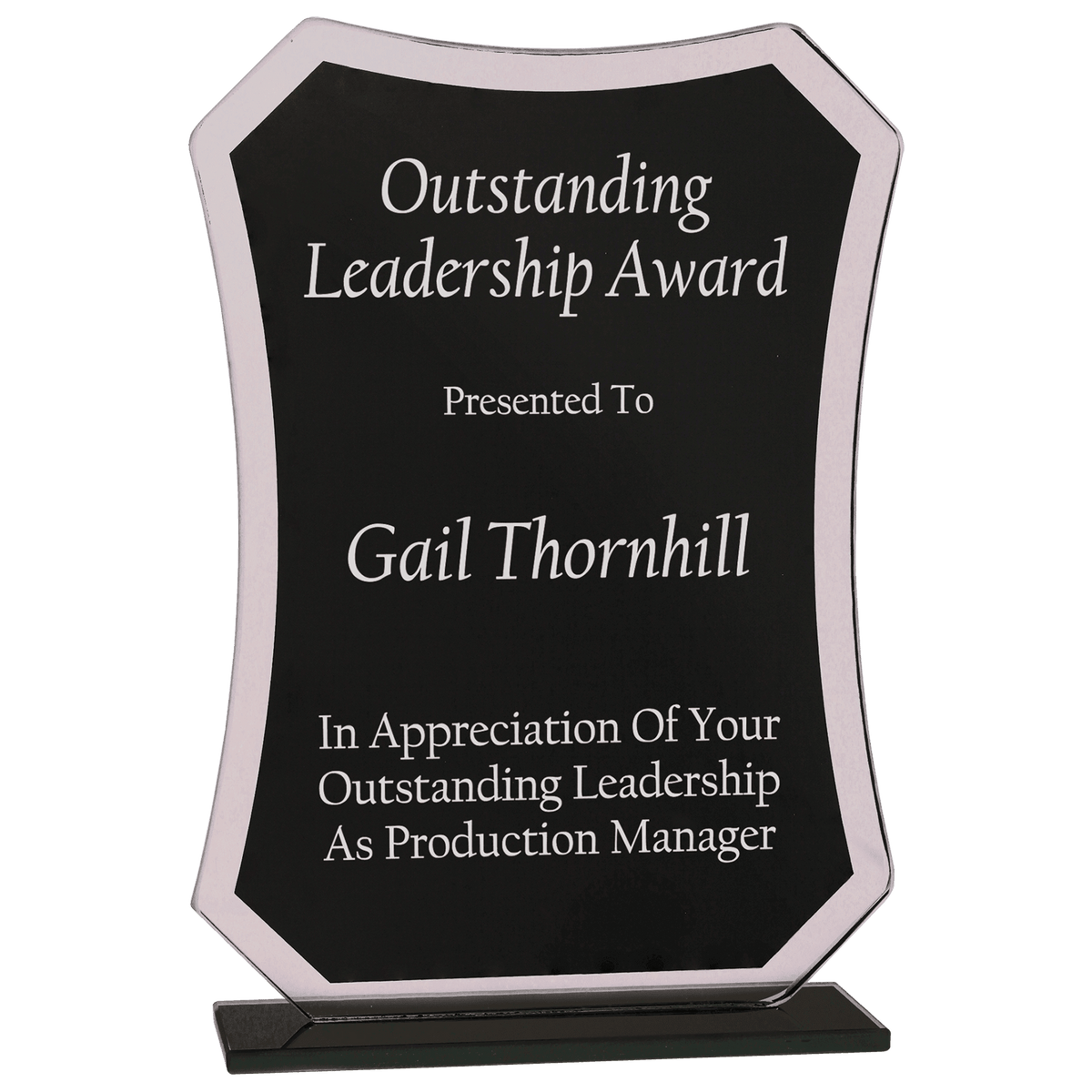 6 1/2" Black Rectangle Reflection Glass Award